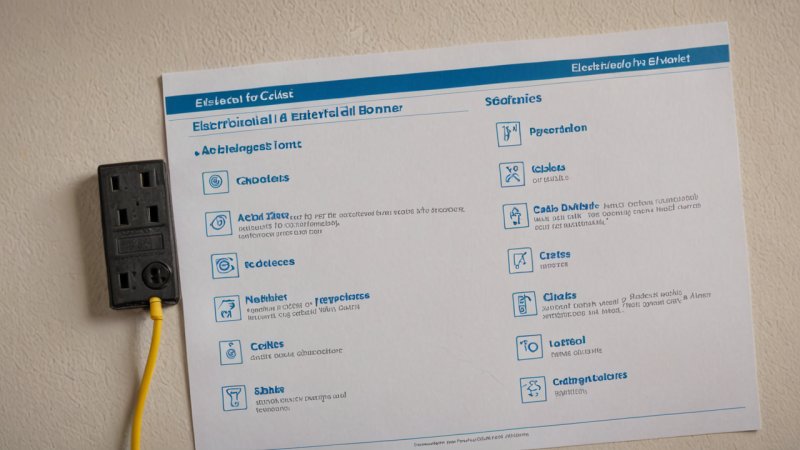 elektrisk sikkerhet sjekkliste, elektrisk inspeksjon i boliger, kvalifiserte elektrikere, elektrisk vedlikehold, sikkerhet for elektriske apparater