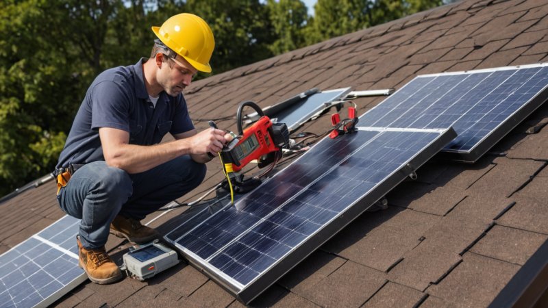 solcellepanel installasjon sikkerhet, ansette kvalifiserte elektrikere, lokale forskrifter, DIY sikkerhetstips, solenergi