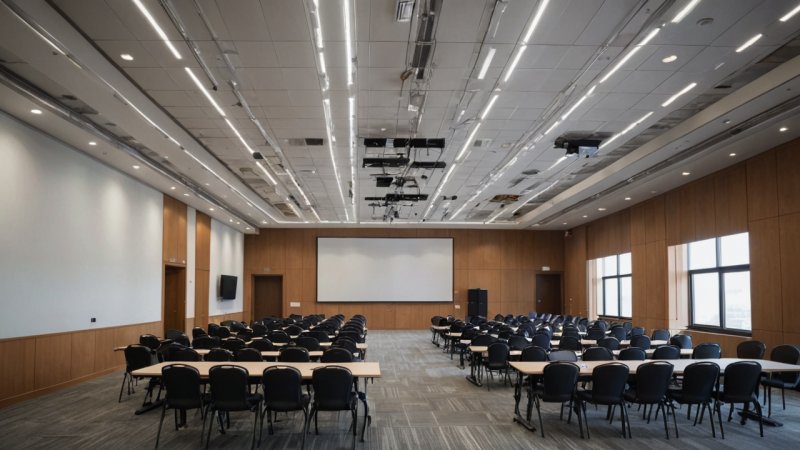 elektrisk sikkerhet, konferansesentre, installasjonsmetoder, tradisjonelle systemer, smarte systemer, overvåking, fleksibilitet